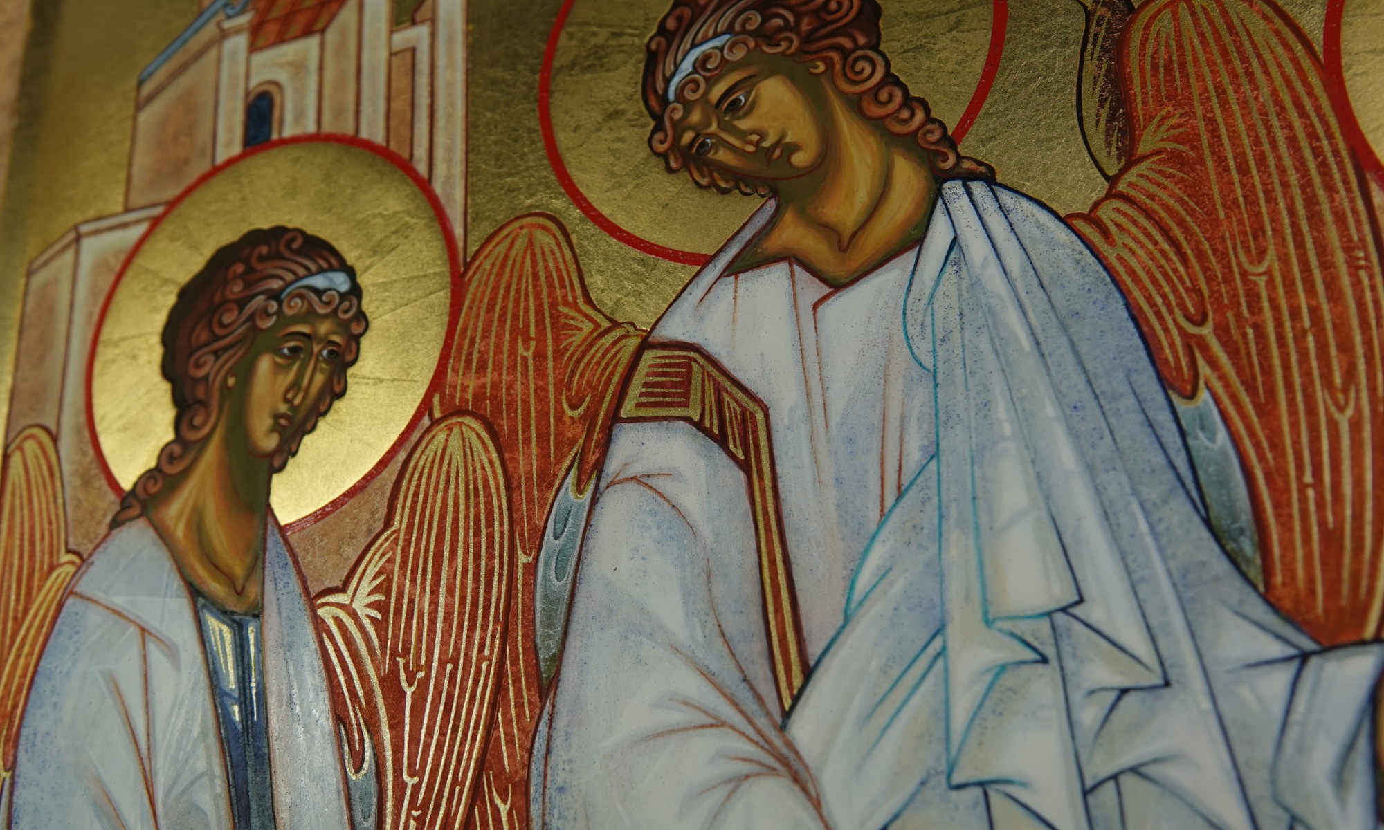 icoon H Triniteit, detail tijdens schilderen